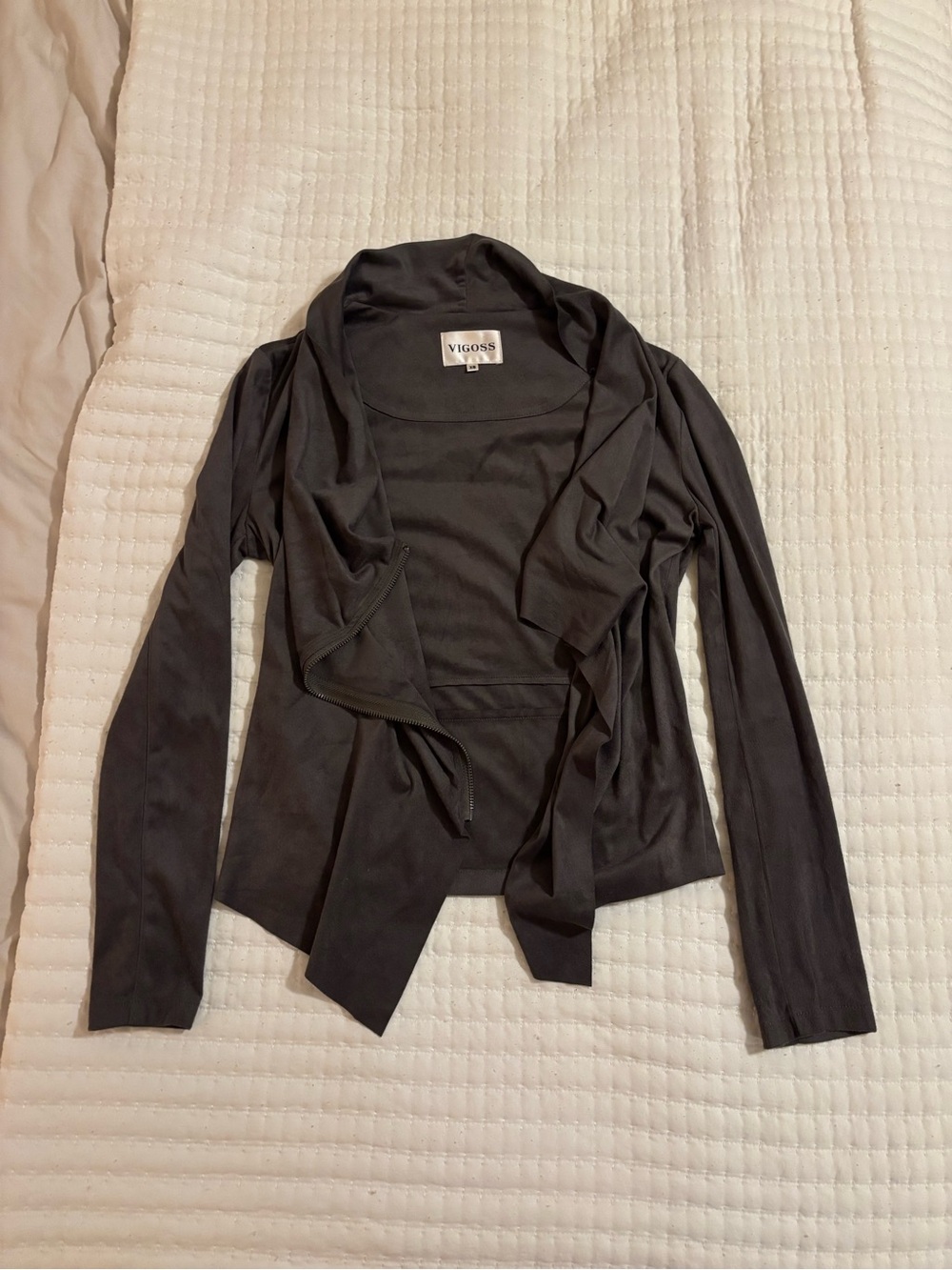 Vigoss Black Waterfall Open-Front Draped Cardigan